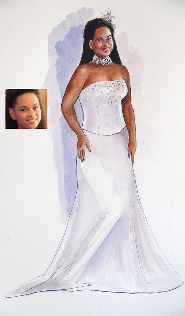 African American bride painting by Janet Schulz