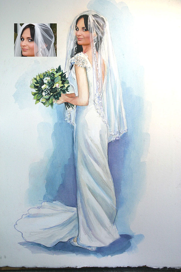 painting of bride by Janet Schulz