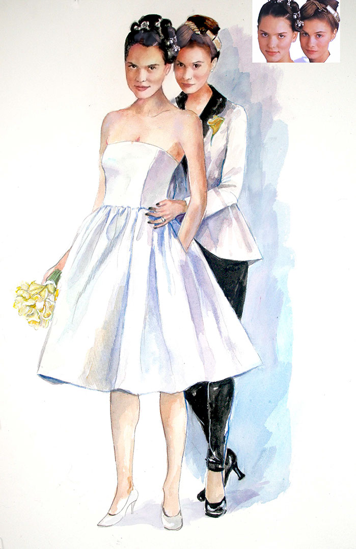 painting of lesbian wedding by Janet Schulz